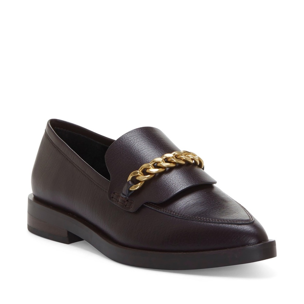New Rebecca Minkoff Pacey Gold Chain Leather Loafer Pointy Toe Shoes Women’s 5.5